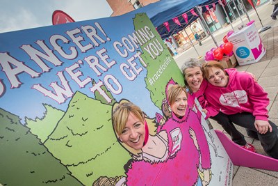'Cancer Slam' at Eagles Meadow to promote the Race for Life. From left, Hayley Astle, Di Harris, Liz Booth and Jane Mann
