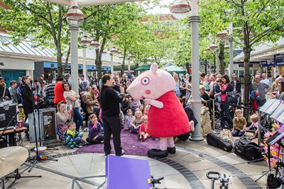 Love Wirral Festival at the Pyramids Shopping Centre, Birkenhead. Peppa Pig meets the youngsters.