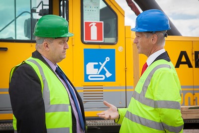 Cartrefi Conwy Cysgod y Gogarth (the redeveloped site of Llys Seiriol) in Llandudno. Minister for Housing and regeneration  Carl Sargeant AM with Andrew Bowers Cartrefi Conwy Chief Executive Officer
