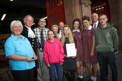 Denbigh Town Hall. First day of Job Fair. Pictured: Organisers, Pupils from St Brigid's, Stall Holders etc...