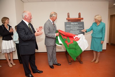 ROYAL VISIT TO VILLAGE BAKERY WREXHAM.  The Prince of Wales and the Dutchess of Cornwall pictured during the unveiling
